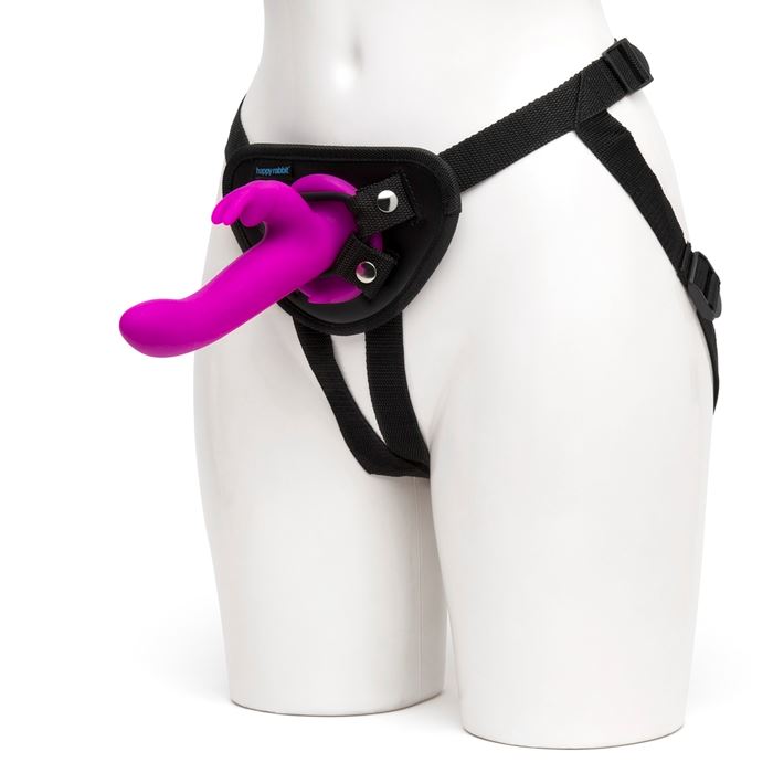 Happy Rabbit Vibrating Strap On Harness Set in Purple