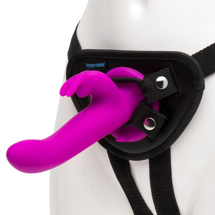 Happy Rabbit Vibrating Strap On Harness Set in Purple 2